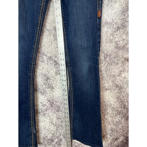 Wallflower Jeans Womens 1 Blue Flared Low Rise Embroidered Y2k Boho Angel Wings - Picture 8 of 14